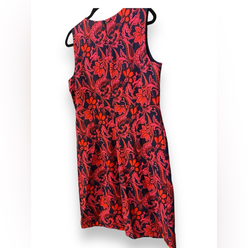 Lands End women's floral sleeveless ponye knit dress w/ pockets size 14 career